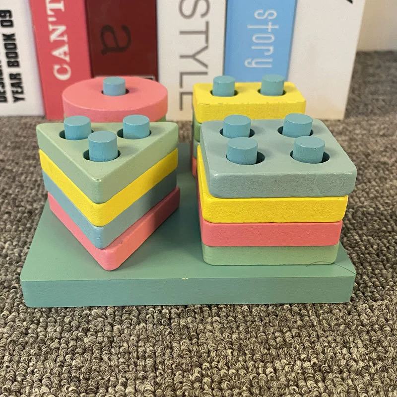 Деревянный геометрический когнитивный конструктор для раннего возраста Montessori, игрушка, раннее образование, цветоощущение