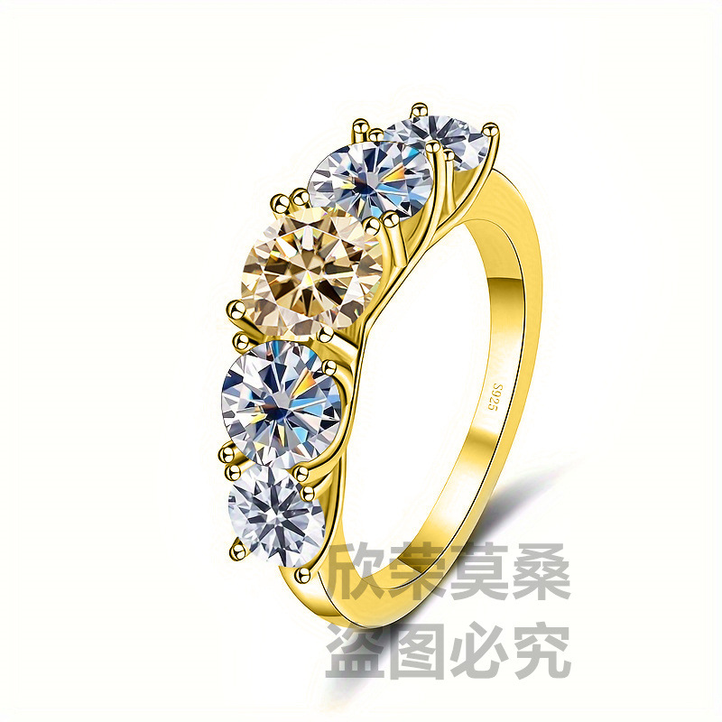 S925 plata D auténtico anillo de diamante de cinco estrellas de diamante anillo de diamante de mujer anillo de diamante de diamante de diamante al por mayor