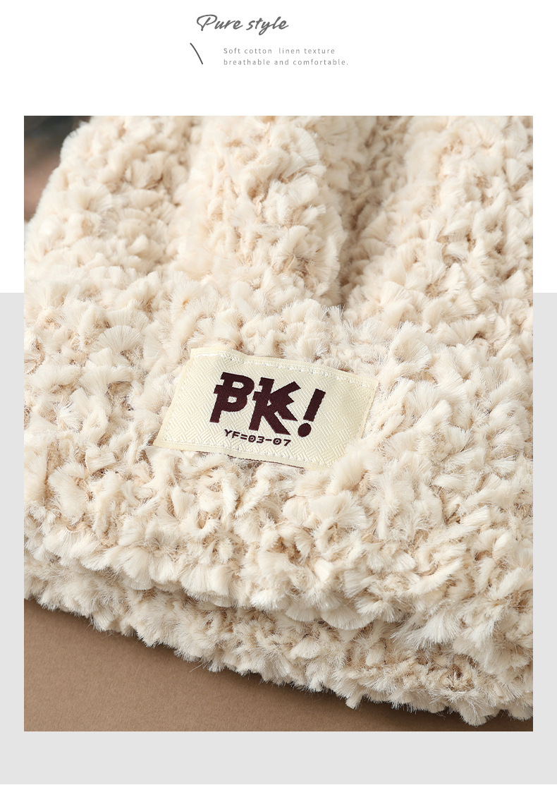 Autumn Winter New Cute Stretchy Knitted Korean Style Versatile Plush Outdoor Windproof Warm Pullover Hat_voghion.com