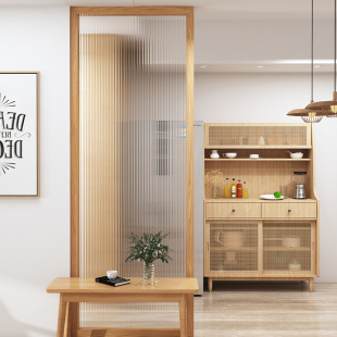Ft new Chinese style solid wood screen partition door is facing the living room entrance water ripple Changhong glass block