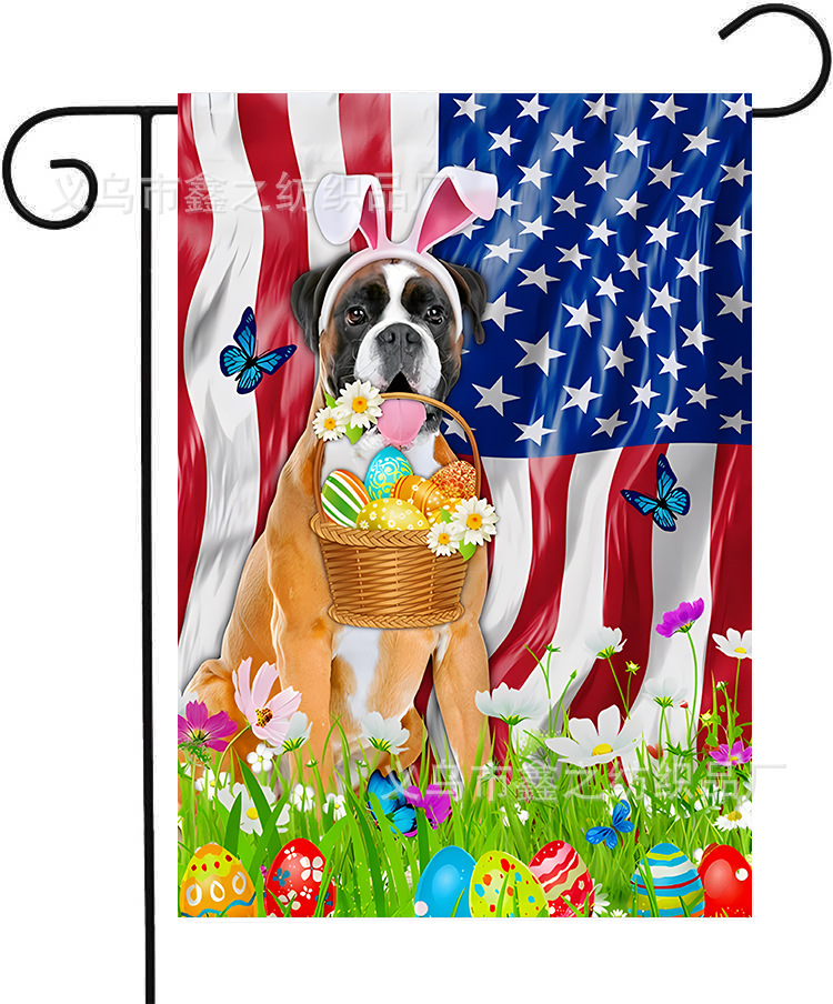 2022亚马逊新款复活节花园旗 双面亚麻涤纶复活节彩蛋花园旗