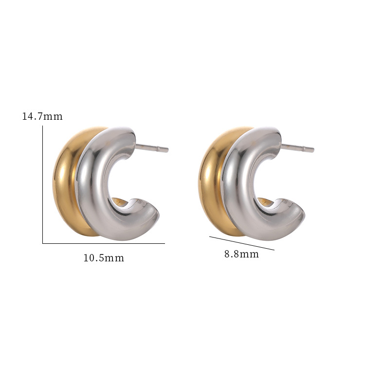 1 Pair Simple Style C Shape Plating Stainless Steel Ear Studs display picture 1