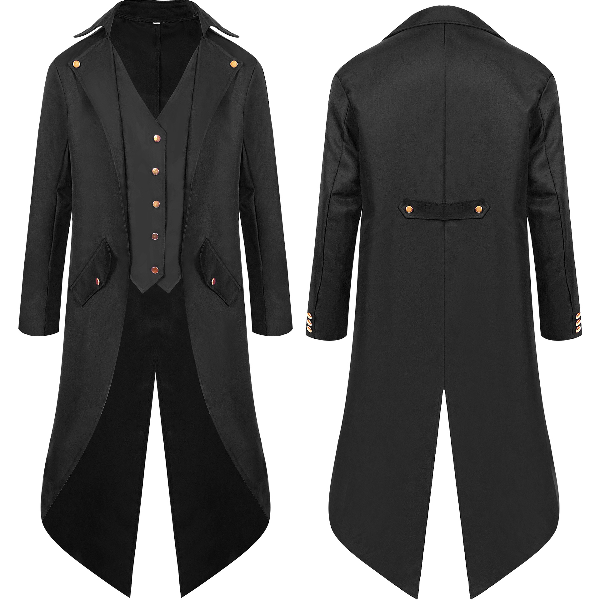 2023wish新款歐美男裝  中世紀復古服裝男款中長朋克復古燕尾服男