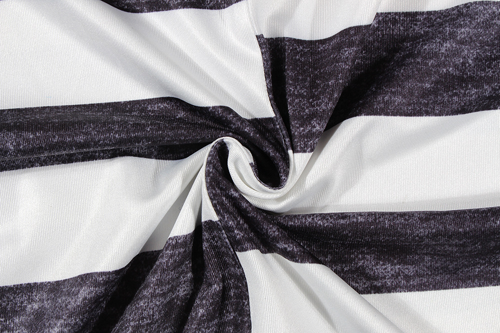 Stripe Print Long-Sleeved Loose Casual T-Shirt NSKX108723
