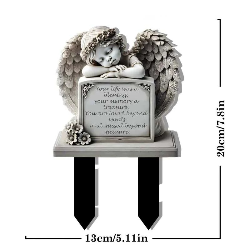 Ángel de Pascua transfronterizo lápida placa conmemorativa acrílico plano inserción artesanía jardín patio inserción decoración