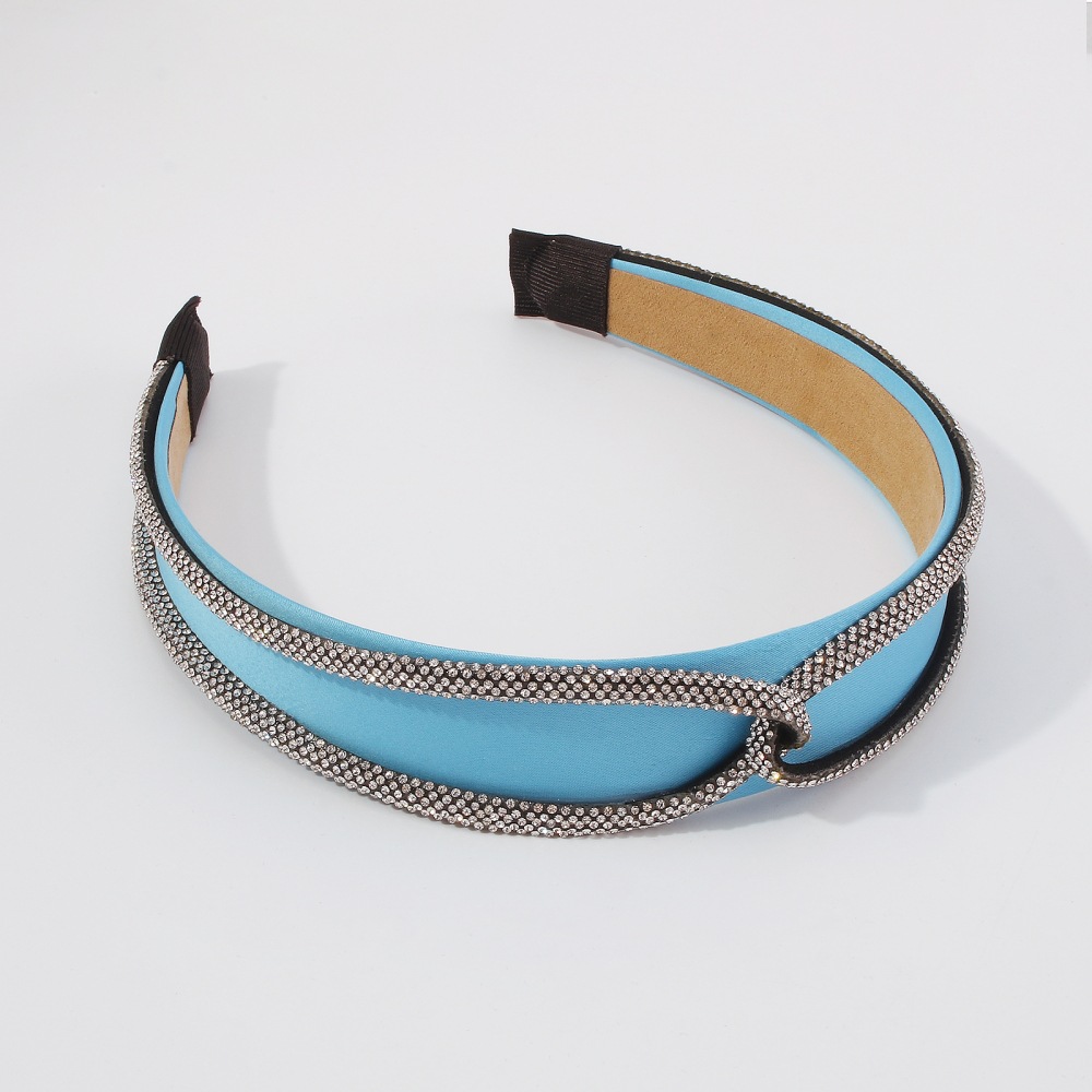 Fashion Blue Pure Color Rhinestone Knotted Headband
