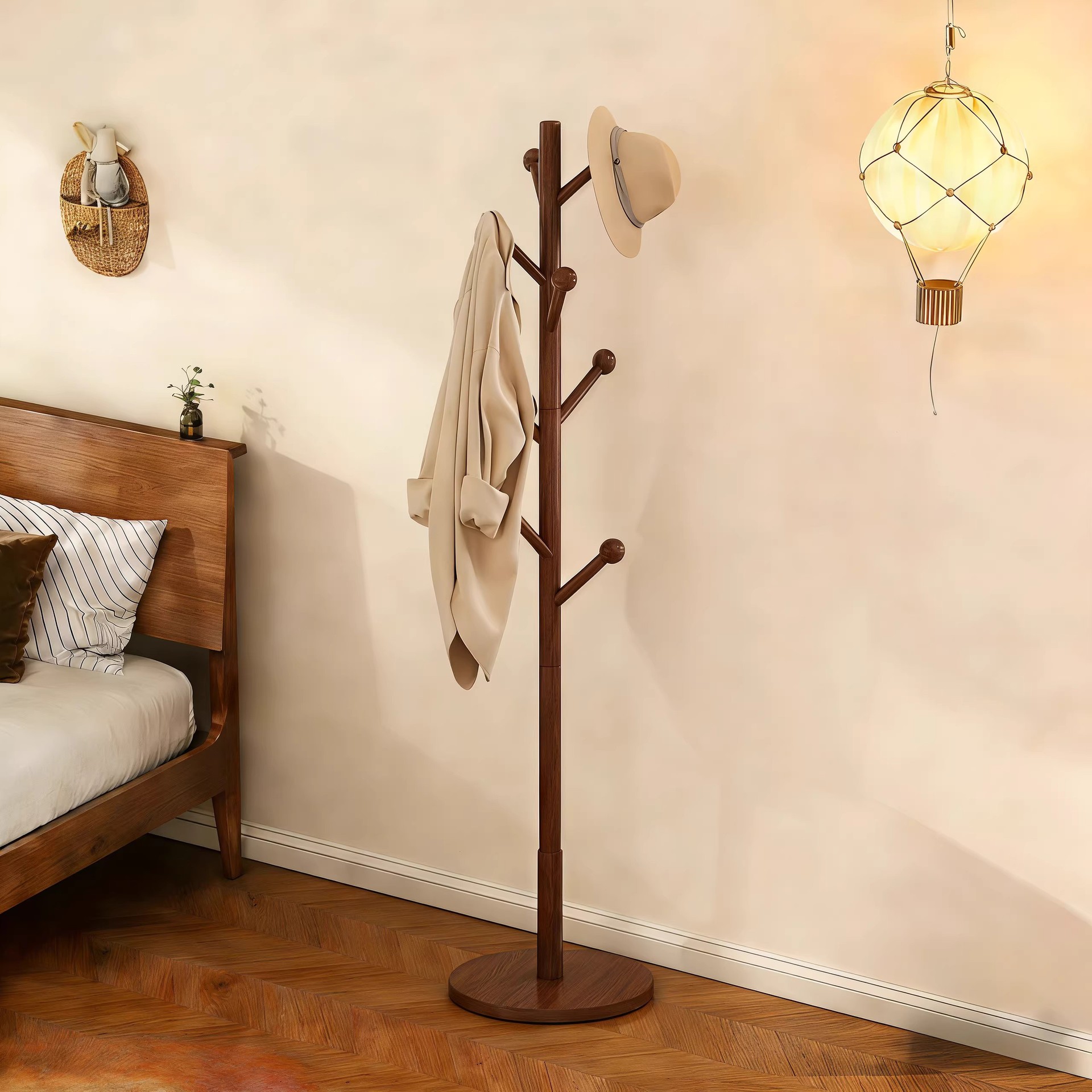 Ropa de madera sólida colocada al lado de la cama percha de ropa percha vertical percha de ropa no ocupa espacio percha de ropa image 1