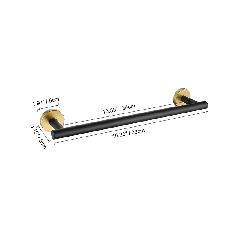 Baño transfronterizo Juego de colgantes de oro cepillado de acero inoxidable Barra de toalla Anillo de toalla Soporte de rollo de papel Gancho para ropa Kit de baño