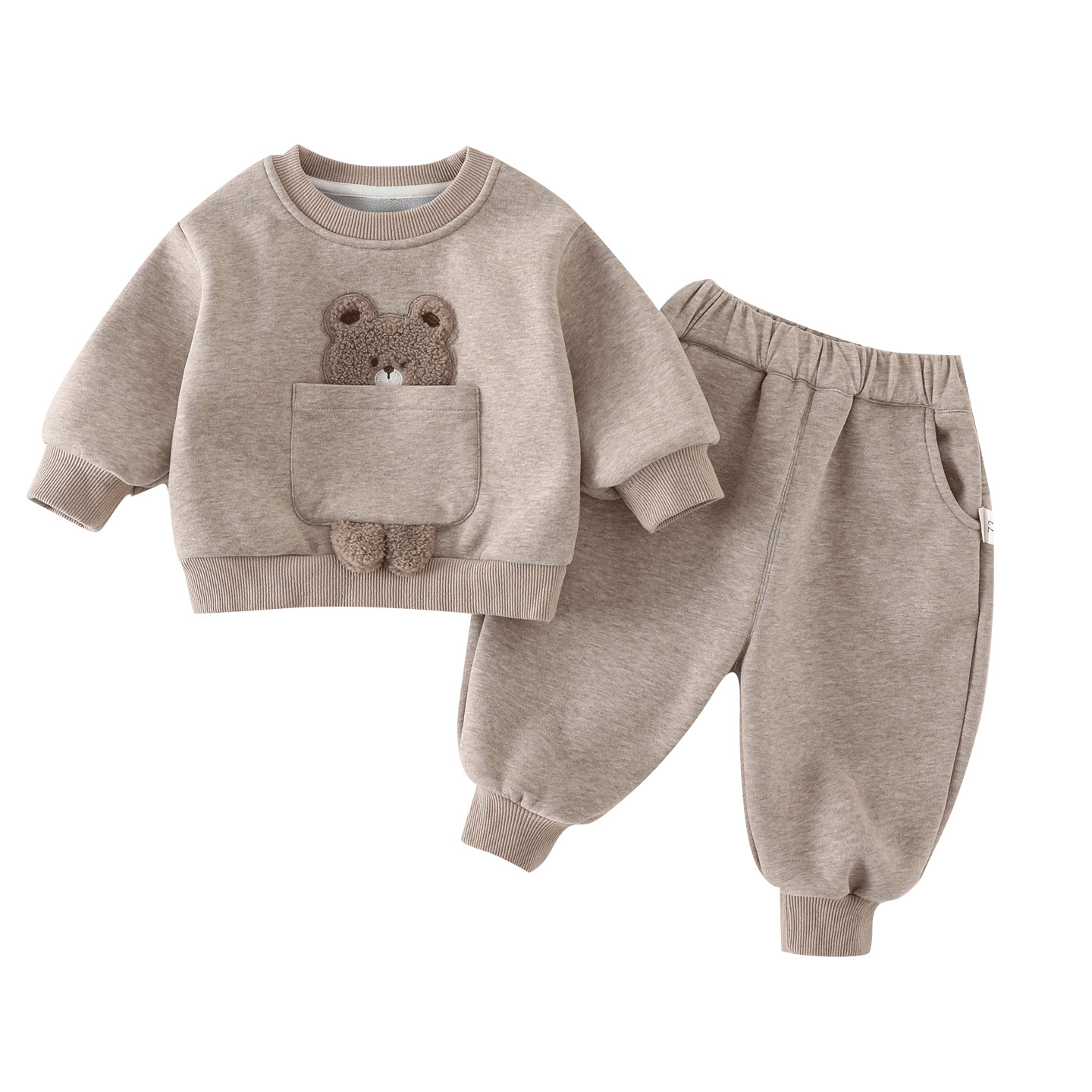 106059819@qq.com Abbigliamento per neonati e bambini piccoli, autunnale, set trapuntato foderato in pile, stile cartone animato carino, elegante set a due pezzi da indossare per bambini_voghion.com