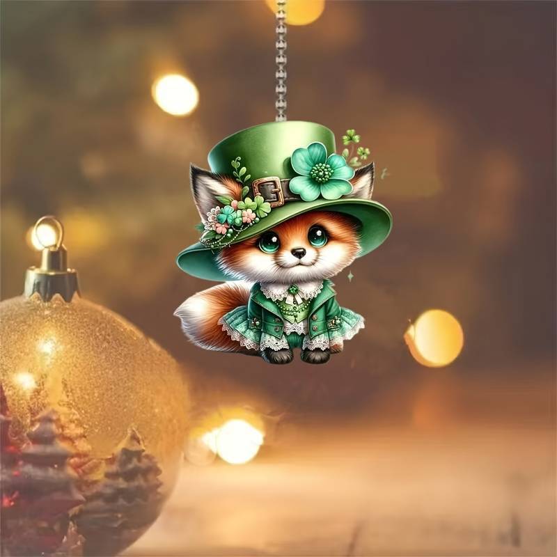 Cute pequeño zorro 2D decoración de fiesta colgante acrílico plano transfronterizo colgante espejo retrovisor regalos de vacaciones