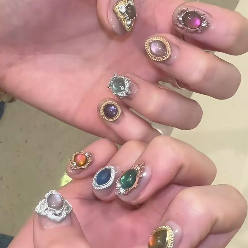 新品美甲模具立体巴洛克欧式宝石相框复古雕花高透硅胶装饰磨具|undefined