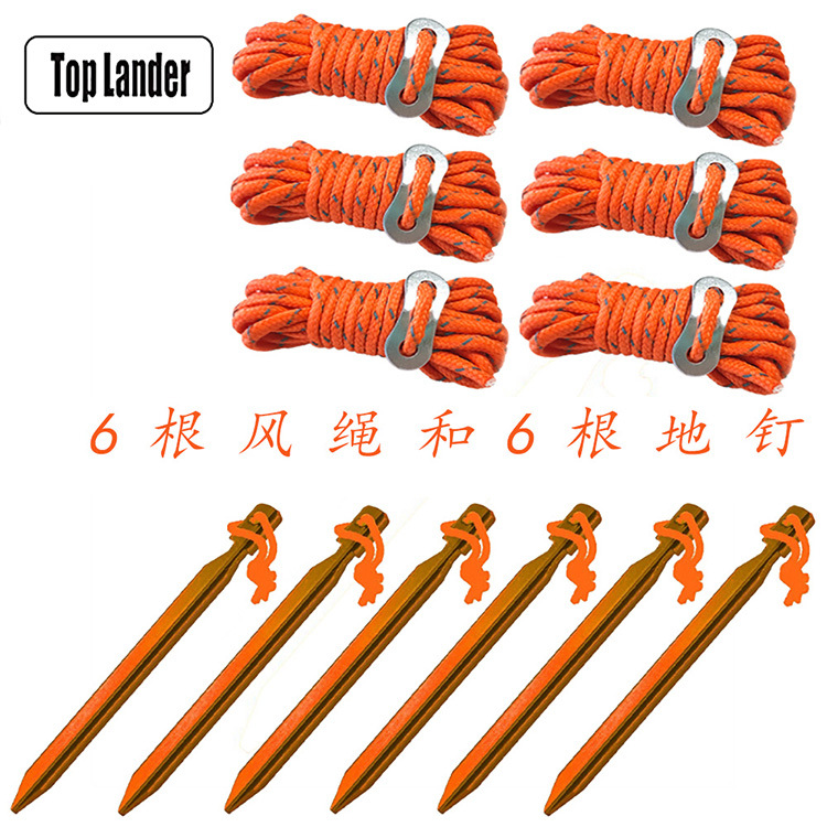 Outdoor Tent Accessories Pegs Rope Kit Tarp Tent Pegs Fixed Rope with Double Eye Adjustment Buckle 