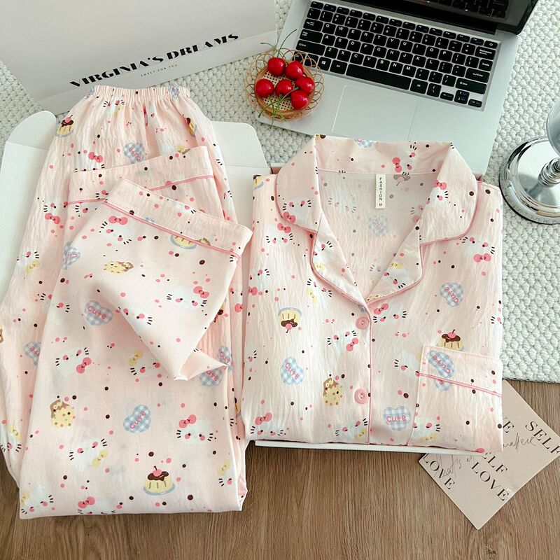 2026 Cloud Cotton Pajamas Without Chest Pads for Women, Spring and Autumn Long-Sleeved Home Wear Women's Set
