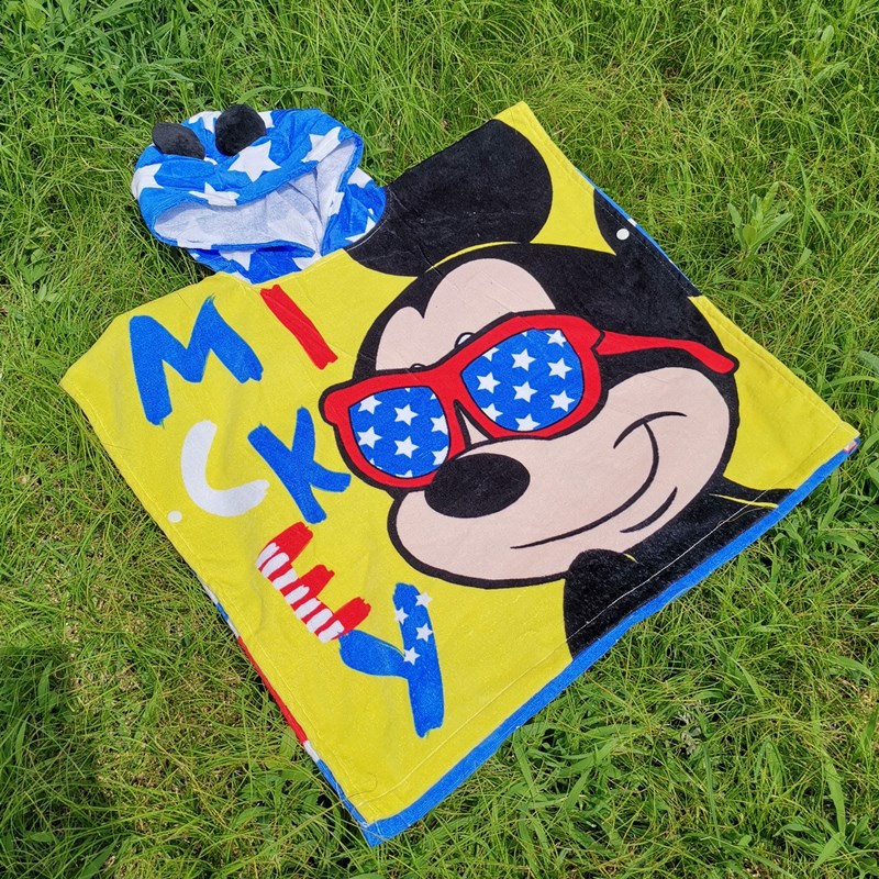 Albornoz para niños exportado a Europa, toalla de impresión reactiva única, sin formaldehído, puede usar toalla de baño con capucha de algodón puro