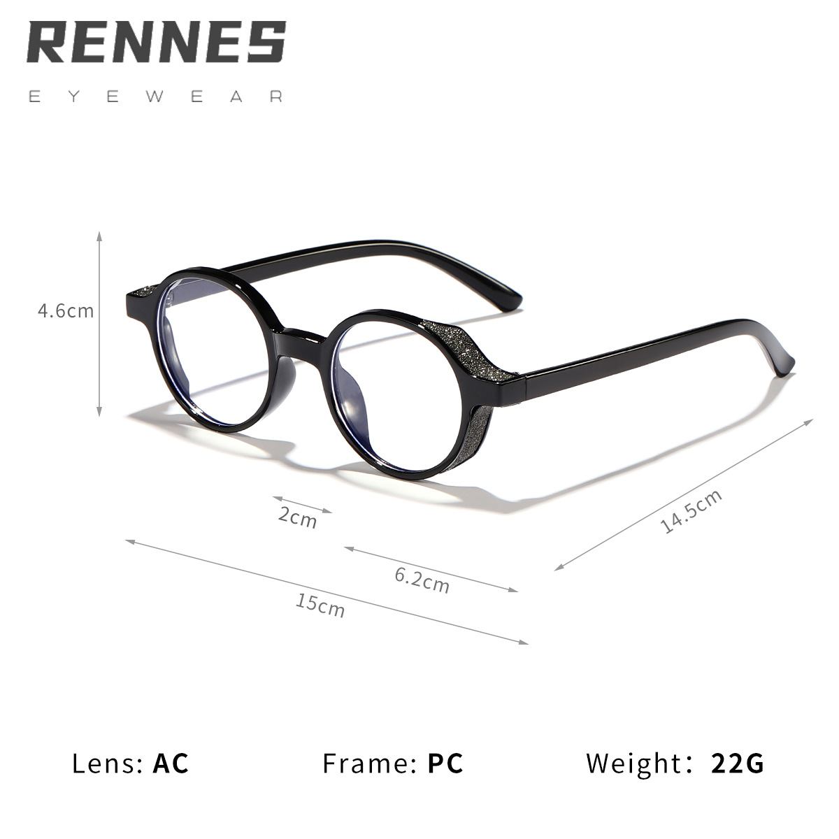 Nuevo estilo de campus transfronterizo, brillo fino, color caramelo, marco redondo, espejo plano anti-luz azul, gafas de marco de miopía para estudiantes masculinos y femeninos