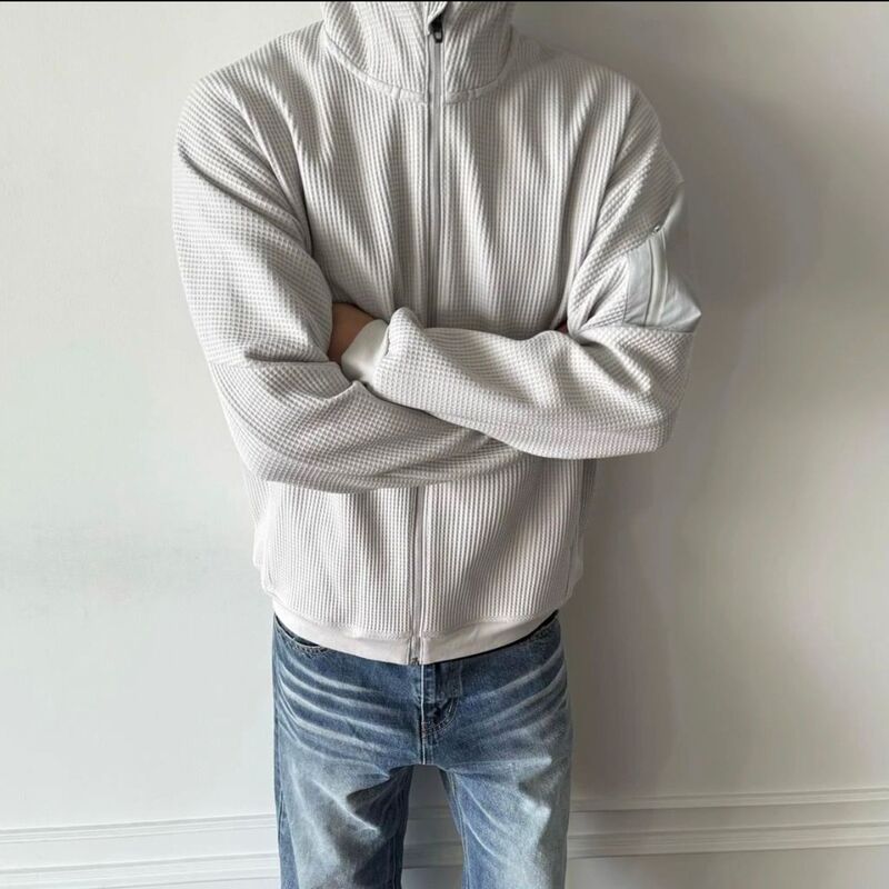 【Jtfs】Tzg25Wm Waffle Fleece-Lined Comfortable Hooded Fleece Sweater Versatile Top Jacket