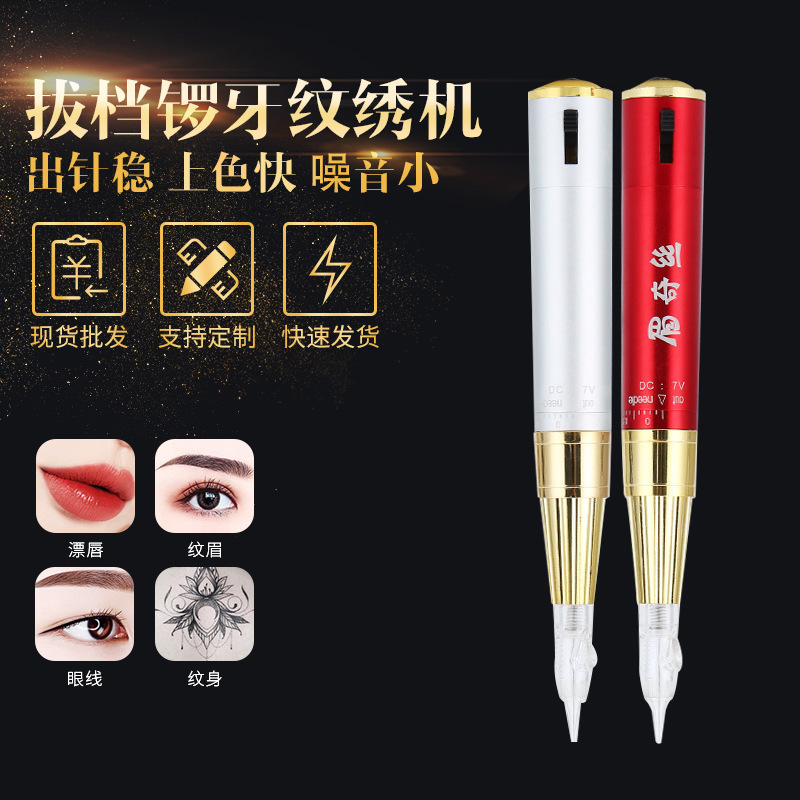 Tattoo Embroidery Machine Gear Gong Tooth Eyebrow Floating Lip Tattoo Embroidery Tool Rechargeable Set Tattoo Machine