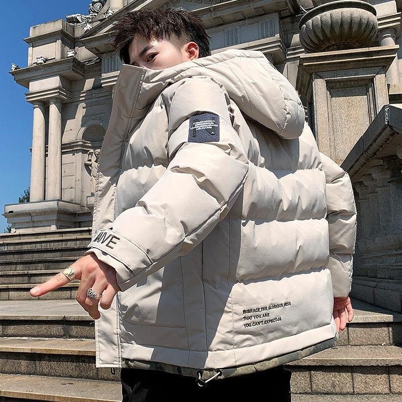 코튼 패딩 재킷 남성용 가을과 겨울 한국 스타일의 트렌디 한 다운 코튼 패딩 재킷 남성용 두꺼운 기모 면화 패딩 재킷 따뜻한 코트 INSTAGRAM 스타일