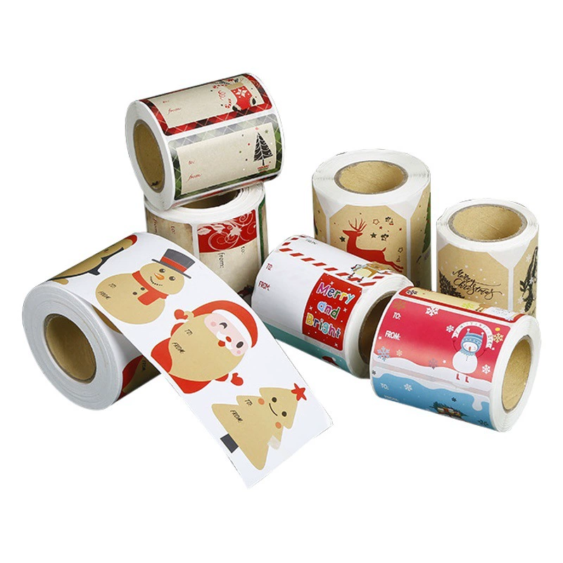 Рулон Клей Рождество Наклейка В Форме Санта-Клауса Рождественская Елка Подарок Украшение Наклейка Подарок Рукописная Этикетка