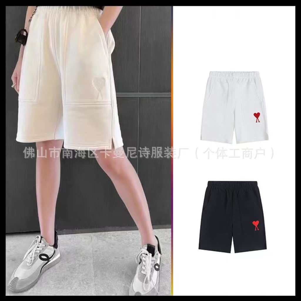 AMI мужские и женские эластические шорты с вышивкой любовный хлопок спортивные повседневные брюки Летний новый цвет ADC брюки
