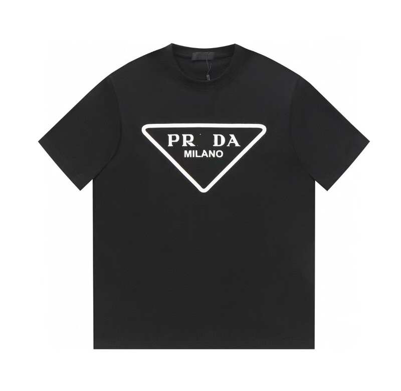 クロスボーダー 2025 夏のトレンドブランド P ファミリー新レタープリントラウンドネック Tシャツカジュアルファッショントレンド半袖男性と女性|undefined