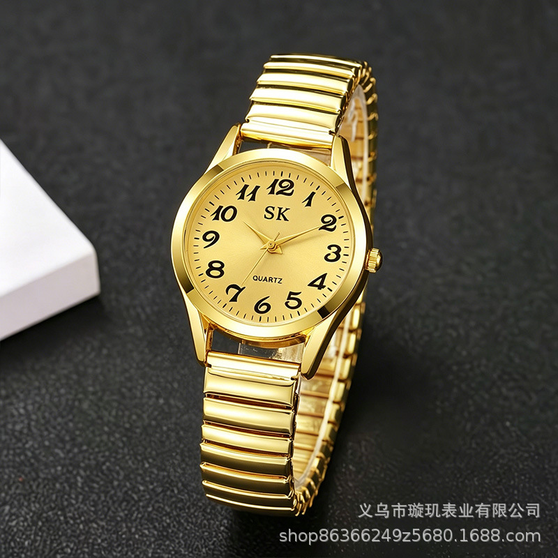 Large Dial Analog-Digital Men's and Women's Watches for Middle-Aged and Elderly, Elastic Strap Quartz Couple's Fashion Watches