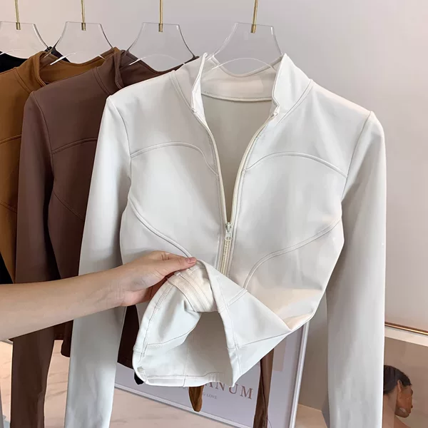 Gym Slimming Yoga Jacket for Women, Spring Season, Fleece-Lined Sports Top