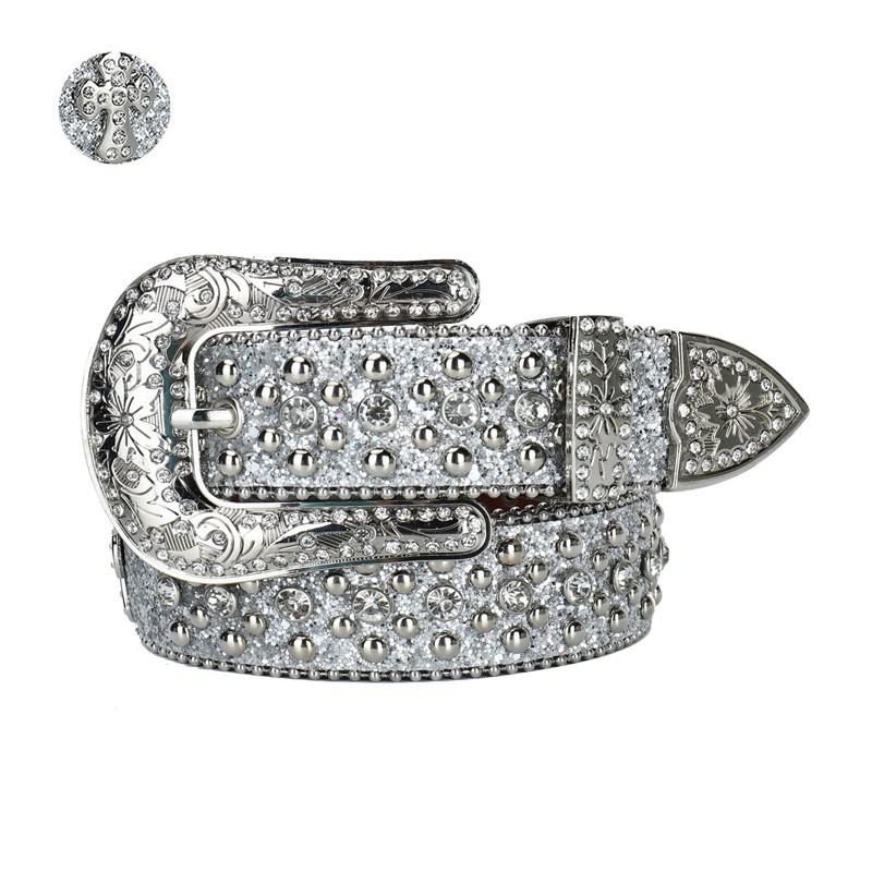 Correa de diamantes de imitación de destello de plata transfronteriza europea y americana Correa de mujer con incrustaciones de diamantes de imitación completa tendencia de la personalidad de la moda de las mujeres al por mayor