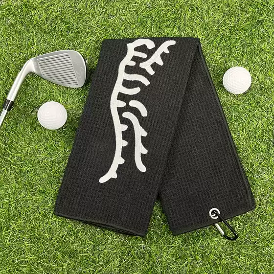 Golf Towel Waffle Weave Microfiber Sport Towel with Carabiner Hook Tiger Embroidery Tri-Fold Club Cleaning Towel