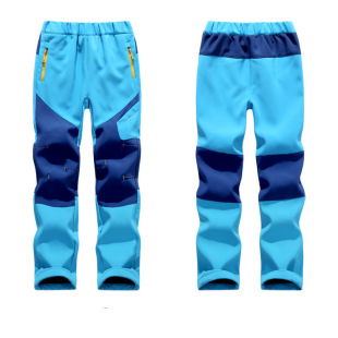 New Children's Charge Pants Boys and Girls Outdoor Soft Shell Pants Waterproof Breathable Wear-resistant Warm Autumn and Winter Mountaineering Pants