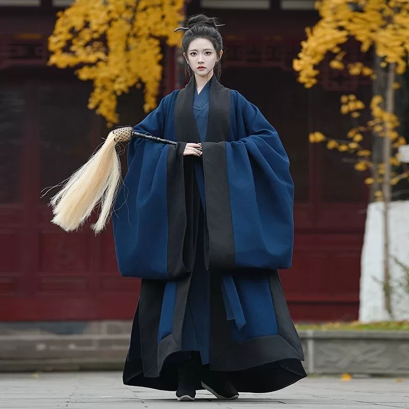 Весенне-летний стиль традиционного даосского халата Ханфу для мужчин и женщин, простой утолщенный плащ даосского костюма с тремя прозрачными воротниками.