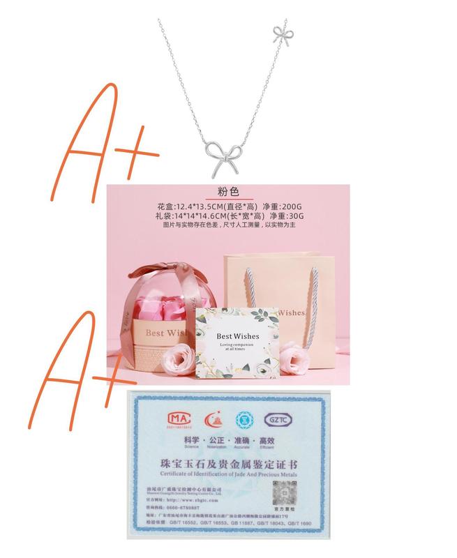 日韩S925纯银 蝴蝶结项链甜美少女心ins简约小众高级感轻奢锁骨链|undefined