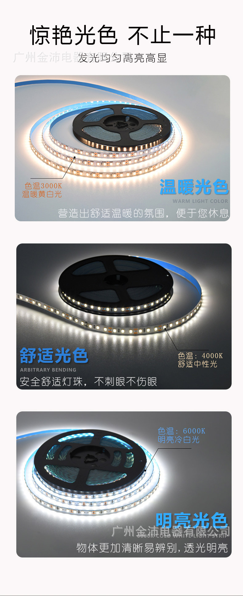 LED light strip indoor home decoration sensor atmosphere light 2835 low voltage high brightness Amazon popular dual color temperature light strip
