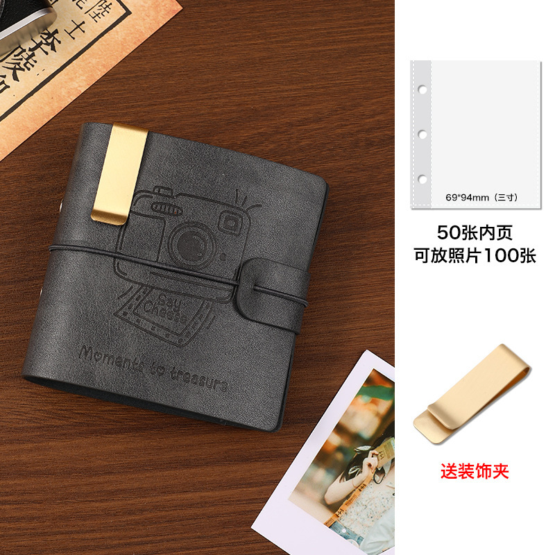 ポラロイド写真用紙収納アルバム特別な大容量レトロルーズリーフブックカップル記念アルバム diy 3inch 旅行カードアルバム|undefined