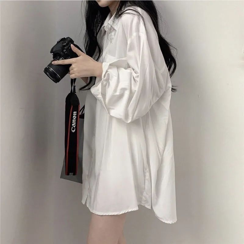 纯棉白色长袖衬衫女春秋季薄款宽松显瘦百搭休闲防晒外套开衫衬衣|undefined