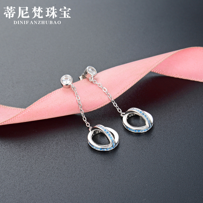 Corea del Sur Dongdaemun s925 pendientes de diamantes de plata pendientes redondos elegantes de las mujeres para la novia ZIRCON pendientes de moda
