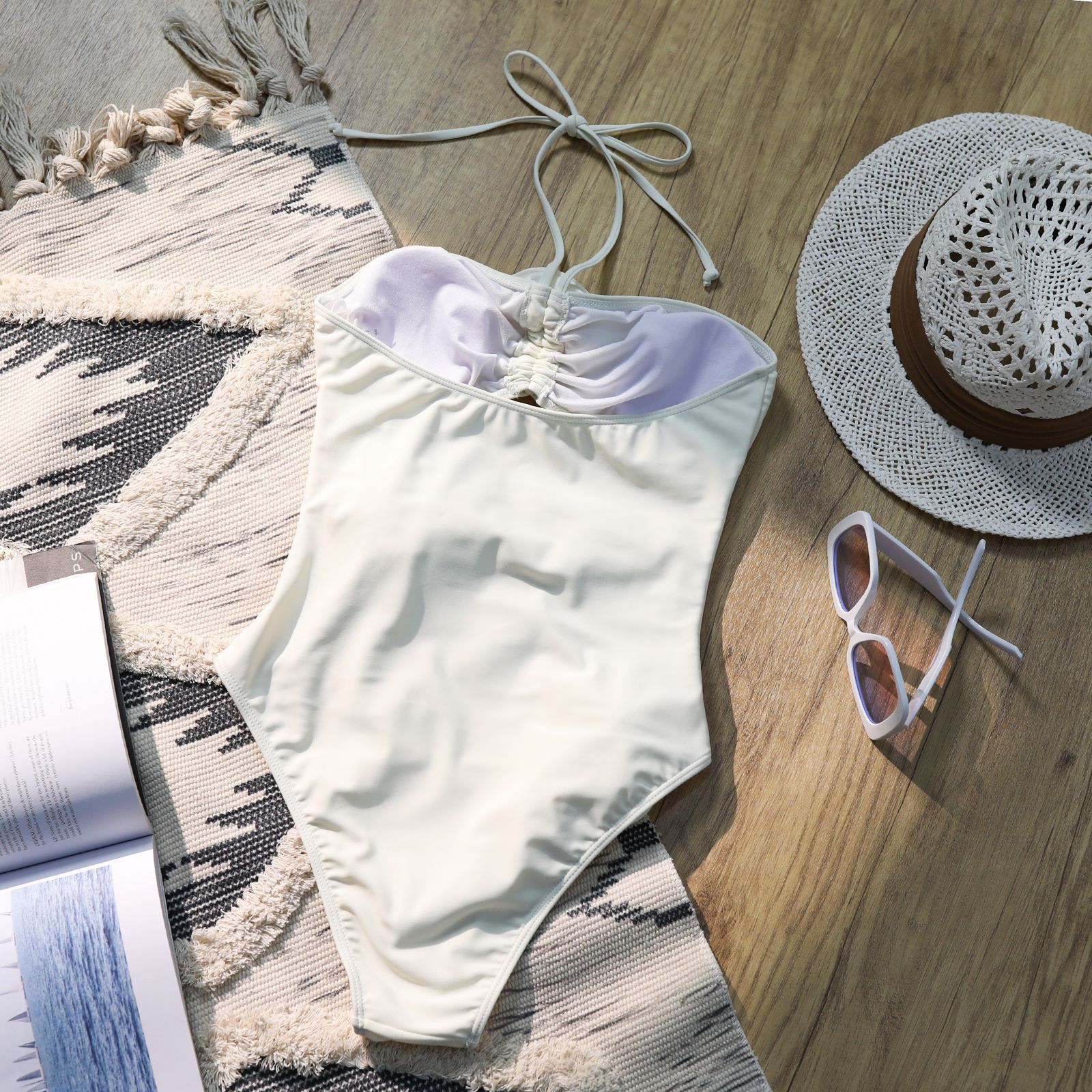 189g Weight Sleeveless Sleeve Length Polyester Fabric Type Regular Top Length One-pieces Tops Type 1 Piece Quantity Swimming Pool Occasion Halter Neck Neckline Regular Fit Fit Type Solid Color Pattern Women's Gender Beach Style Women's Lady Beach Solid Color 1 Piece One Piece Swimwear 3