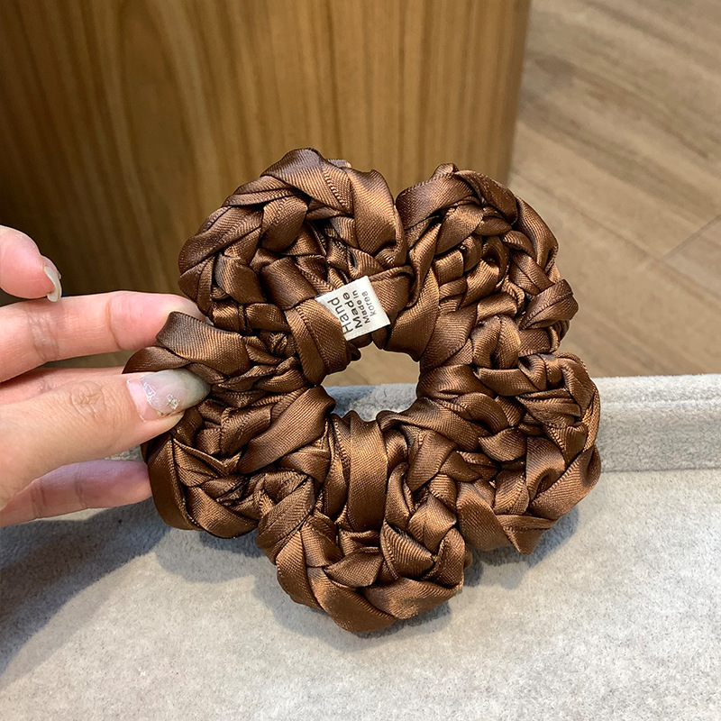 Isladegar blogger con color brillante tejido a mano gran flor amor bola cabeza de caballo anillo de cabello cuerda cabeza