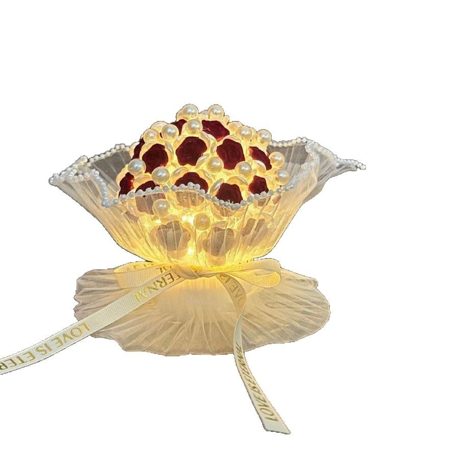 520 luz nocturna de rosas de bricolaje tejidas a mano, flores que nunca se marchitan, regalos de ramo del día de la madre para novias, Tanabata