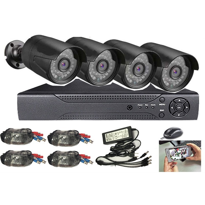 DVR Kit 4ch dvr monitor kit 4 canales host set coaxial AHD KIT camera 500G duro
