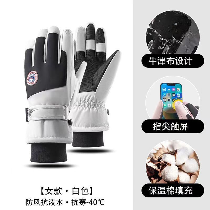 Manufacturer Wholesale Ski Thickened Windproof Waterproof Plus Velvet Men's and Women's Outdoor Warm Gloves Cycling Gloves Winter Insoles