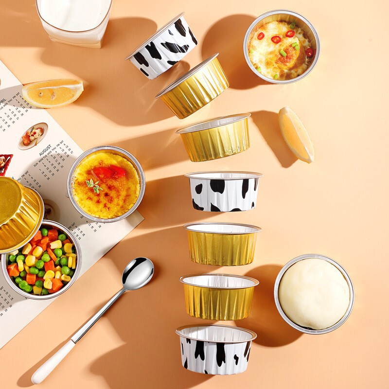 Reusable air fryer foil bowls for home use, aluminum foil baking cups for egg tarts, oysters, and ice cream Reusable air fryer foil bowls for home use, aluminum foil baking cups for egg tarts, oysters, and ice cream