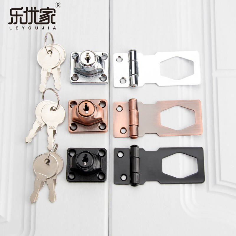 Tarjeta de bloqueo de Leyoujia 90 grados sin perforaciones de aleación de zinc hebilla cerradura del cajón cerradura de la puerta del gabinete abierta cerradura del armario al por mayor