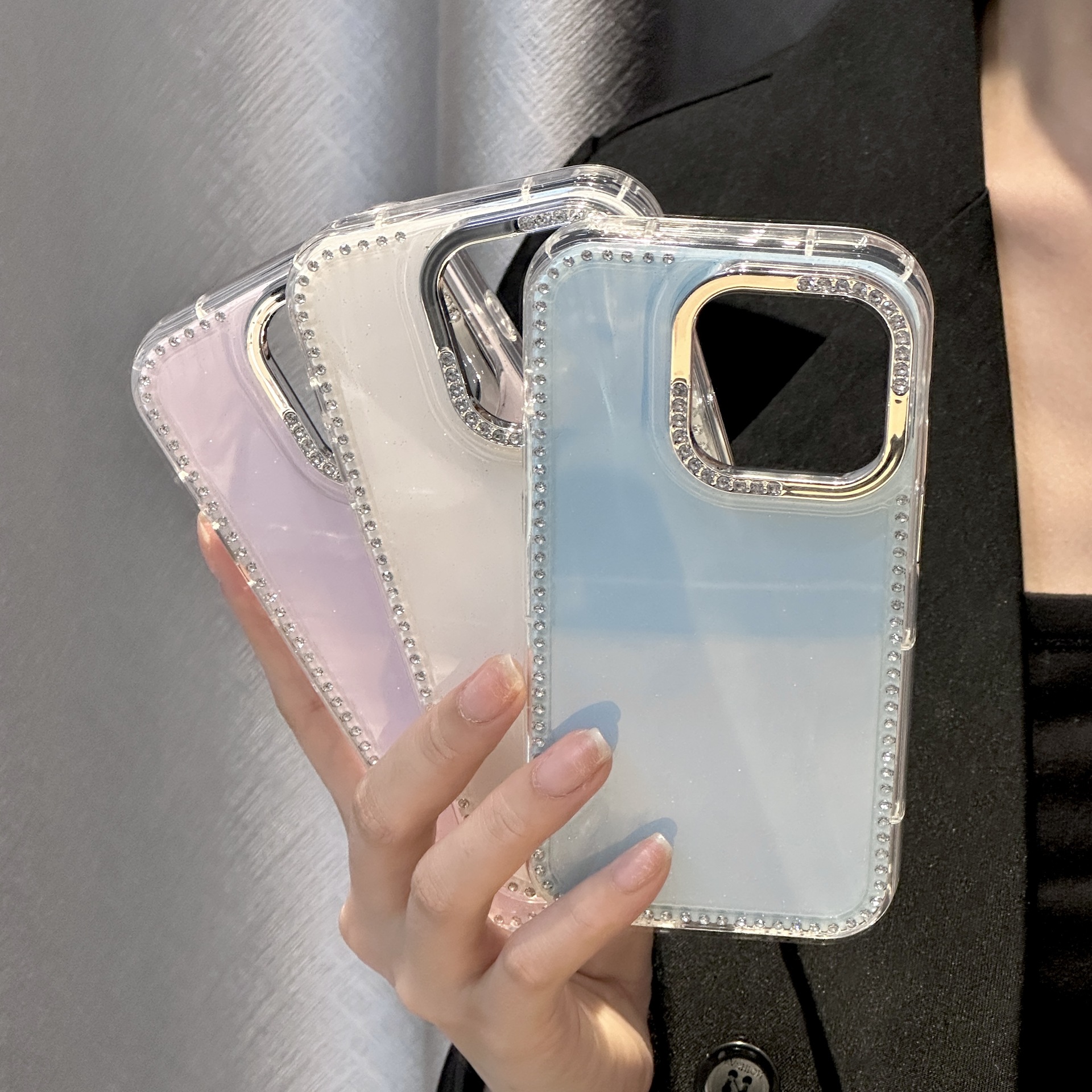 Diamante flash de dopamina de color simple para Apple 16ProMax funda para teléfono 15Pro Pareja 14/13 Nuevo 15PM