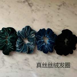 高级感秋冬高端真丝丝绒大肠发圈复古桑蚕丝发圈轻奢发绳发饰