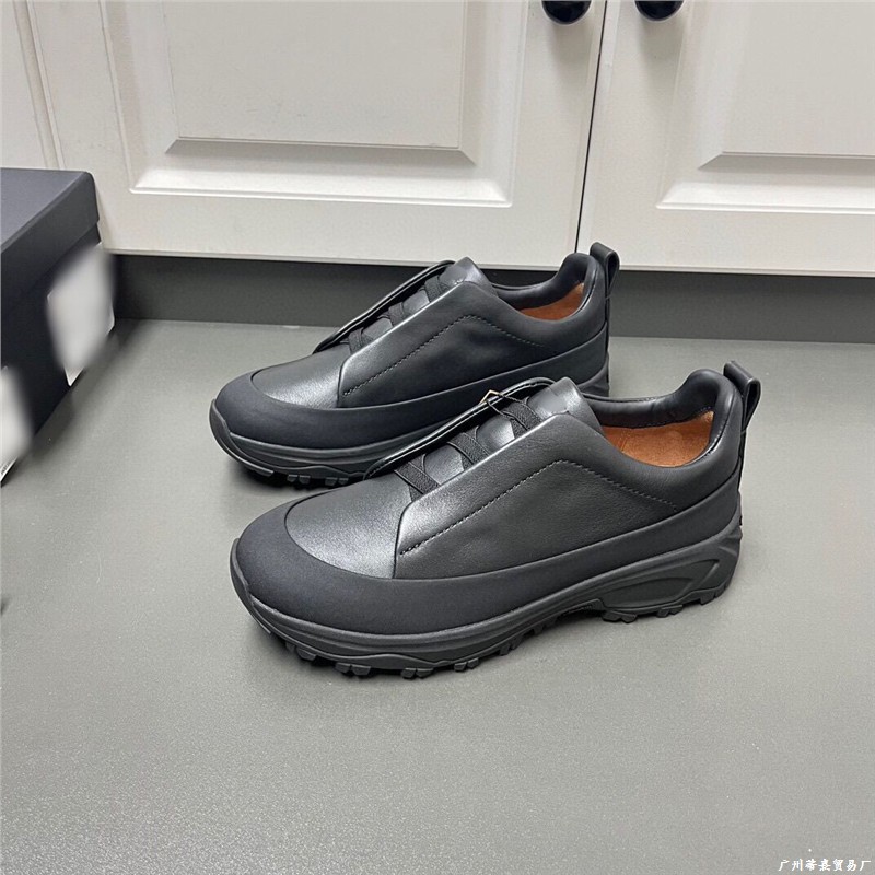 High-Quality Foreign Trade Men's Shoes, Slip-On Cowhide Suede Business Casual Shoes, Elastic Band Thick-Soled Sports Shoes, Men's Sneakers