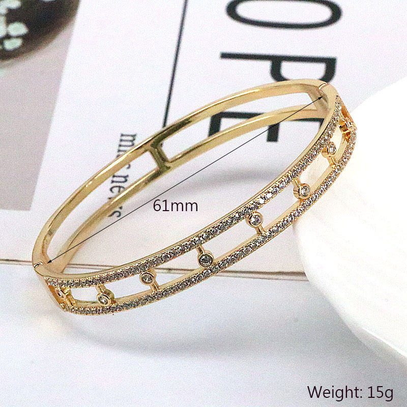 Fashion Geometric Copper Bangle Gold Plated Zircon Copper Bracelets
