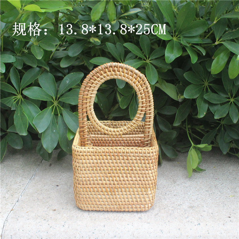 新款藤编遥控器下挂篮客厅桌面多用途储物收纳篮盒手编创意收纳架|ms