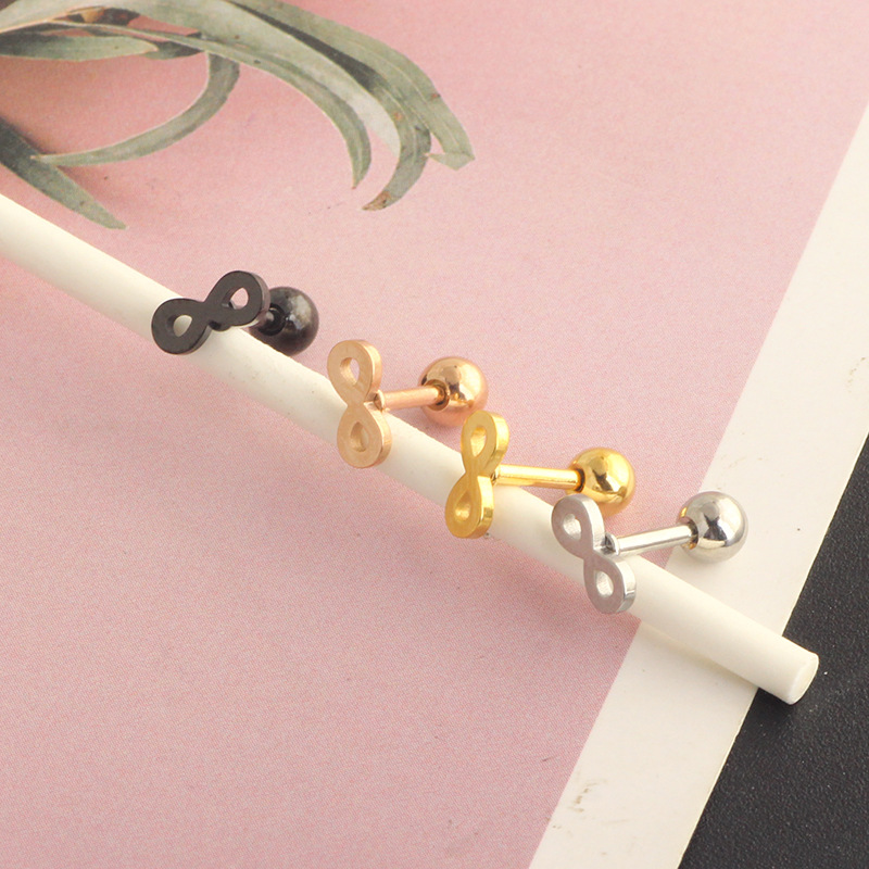 Lucky 8-Word Ear Bone Nail Piercing Ear Studs Multi-Diamond Stud Earrings Rose Gold Amazon Hot Sale Jewelry detail image 7