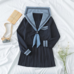 Japanese style gray and blue three sailor suit genuine original basic jk uniform Navy style school for middle clothes suit